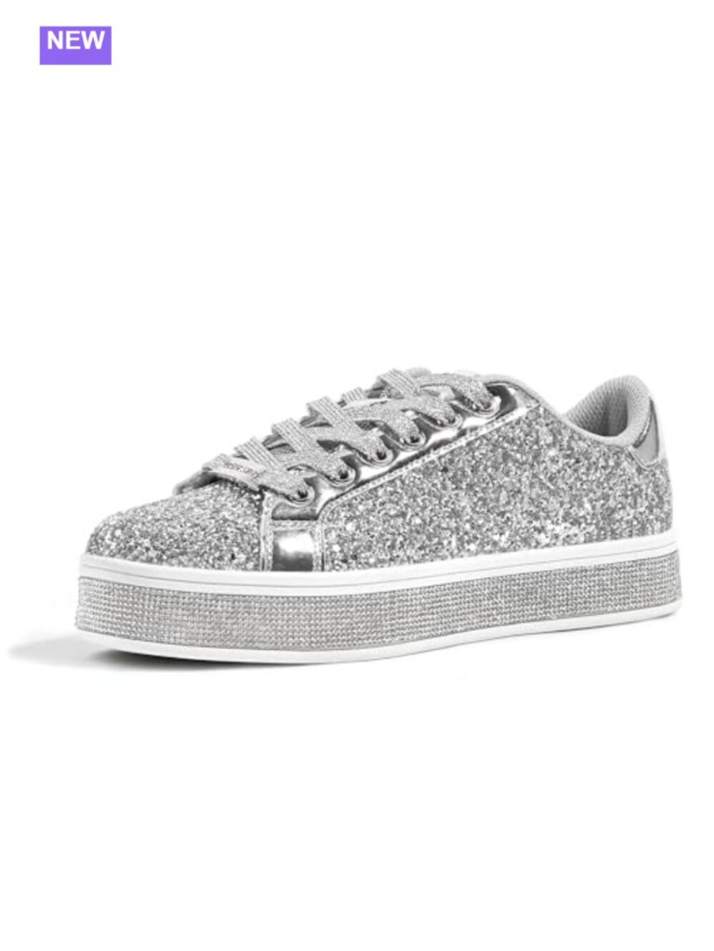 Women's Platform Glitter Sneakers Sparkly Rhinestone Walking Shoes